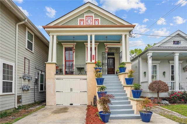 view of front of property with covered porch
