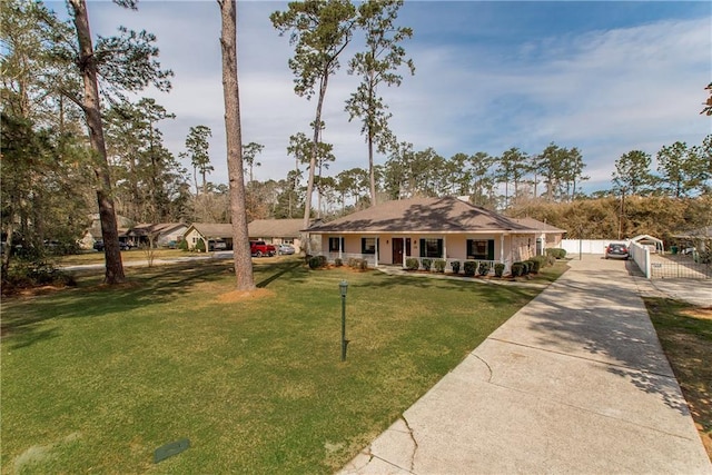 132 Country Club Dr, Covington, LA 70433 - view of front of house featuring a front yard, concrete driveway, and covered porch