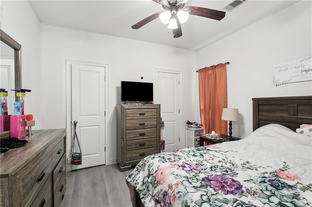 227 Riverlands Dr, La Place, LA 70068 - bedroom featuring light wood finished floors and ceiling fan