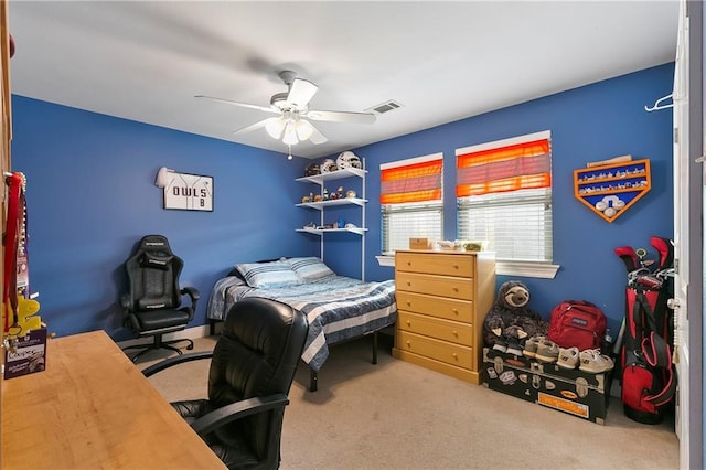 3416 Dauterive Dr, Chalmette, LA 70043 - bedroom featuring visible vents, a ceiling fan, and carpet flooring