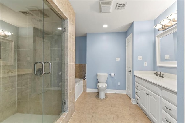 3416 Dauterive Dr, Chalmette, LA 70043 - bathroom featuring tile patterned floors, toilet, vanity, and a stall shower