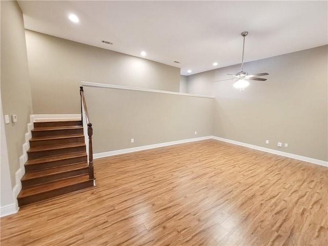 305 Amapola Cir, Terrytown, LA 70056 - empty room with light wood-style flooring, a ceiling fan, recessed lighting, and baseboards