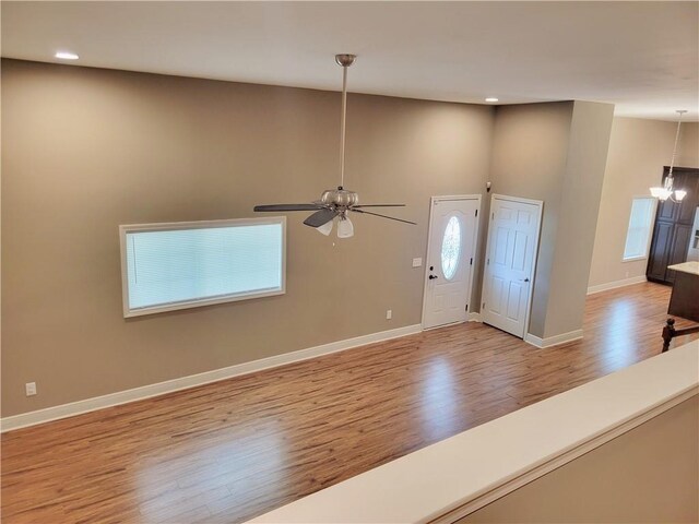 305 Amapola Cir, Terrytown, LA 70056 - foyer entrance with wood finished floors, recessed lighting, a chandelier, baseboards, and ceiling fan