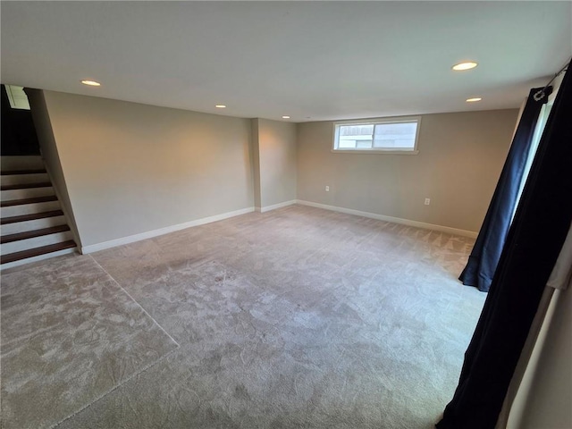 305 Amapola Cir, Terrytown, LA 70056 - below grade area featuring recessed lighting, carpet flooring, stairway, and baseboards