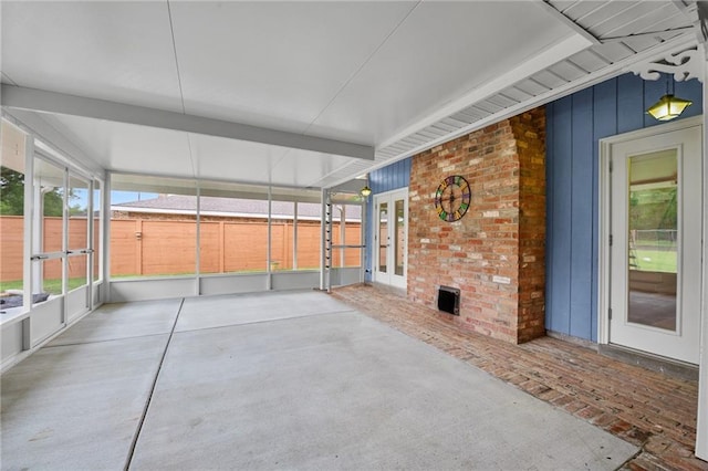 view of unfurnished sunroom