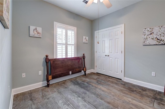 111 Cornerstone Dr Unit 1A, Slidell, LA 70461 - bedroom with wood finished floors, a ceiling fan, and a closet