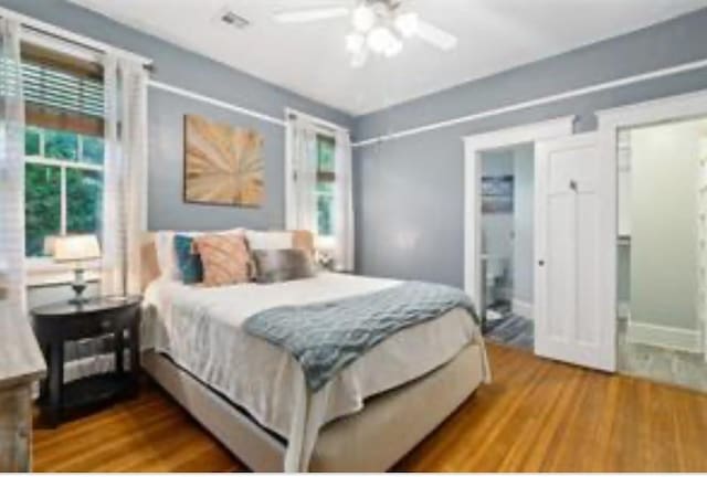 3015 Nashville Ave, New Orleans, LA 70125 - bedroom featuring wood finished floors and ceiling fan