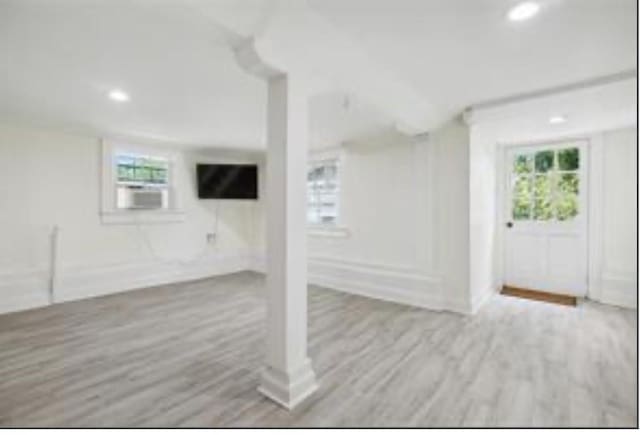 3015 Nashville Ave, New Orleans, LA 70125 - basement with recessed lighting, cooling unit, and wood finished floors