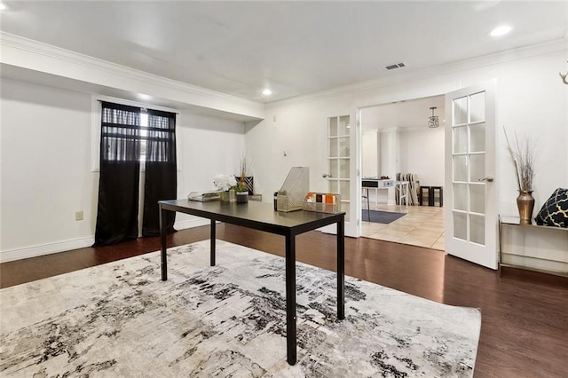 5601 Charlotte Dr, New Orleans, LA 70122 - office space featuring visible vents, french doors, and crown molding