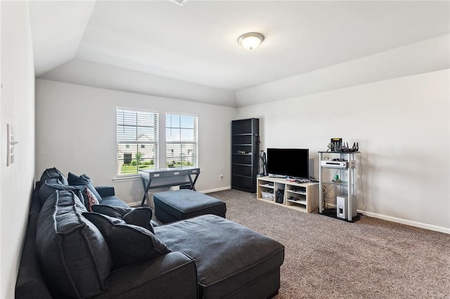 1458 Banks View St, Slidell, LA 70460 - living area with baseboards, carpet, and vaulted ceiling