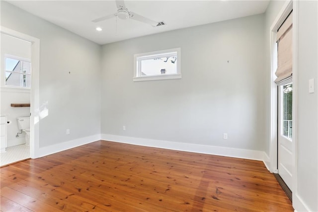 1217 N Tonti St, New Orleans, LA 70119 - empty room featuring hardwood / wood-style flooring, a ceiling fan, and recessed lighting