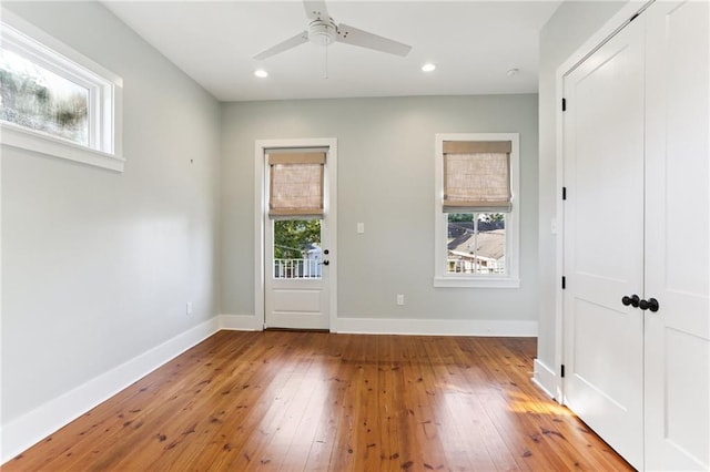1217 N Tonti St, New Orleans, LA 70119 - entryway with plenty of natural light, wood-type flooring, ceiling fan, and recessed lighting