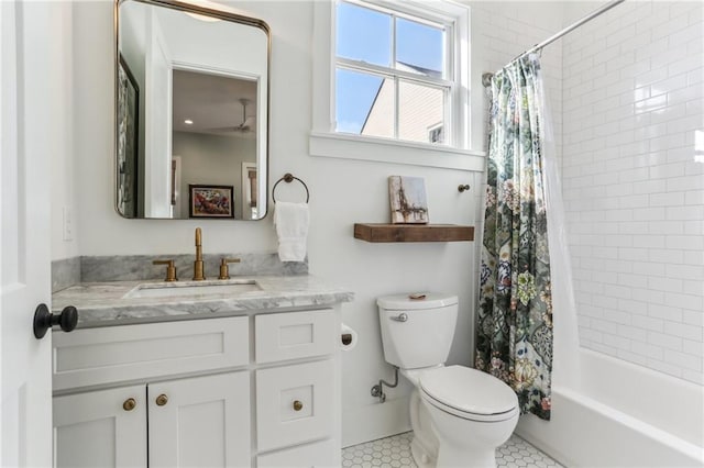 1217 N Tonti St, New Orleans, LA 70119 - bathroom featuring vanity, shower / bath combo with shower curtain, and tile patterned floors