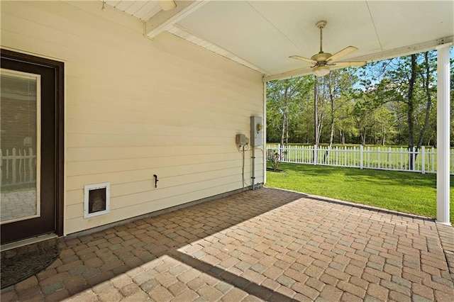 180 Cross Creek Dr Unit B, Slidell, LA 70461 - unfurnished sunroom with ceiling fan, beamed ceiling, and view of scattered trees