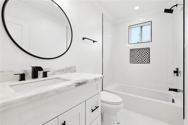 3839 Johnson St, Metairie, LA 70001 - bathroom featuring toilet, vanity, washtub / shower combination, and recessed lighting