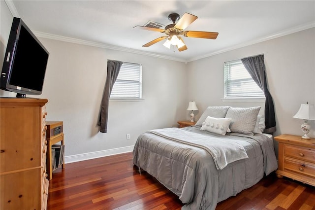 972 Tavel Dr, Kenner, LA 70065 - bedroom with visible vents, crown molding, baseboards, and wood finished floors