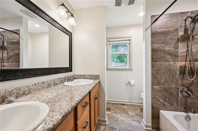 119 Belle Terre Blvd, Covington, LA 70433 - full bath with baseboards, visible vents, a sink, and shower / washtub combination