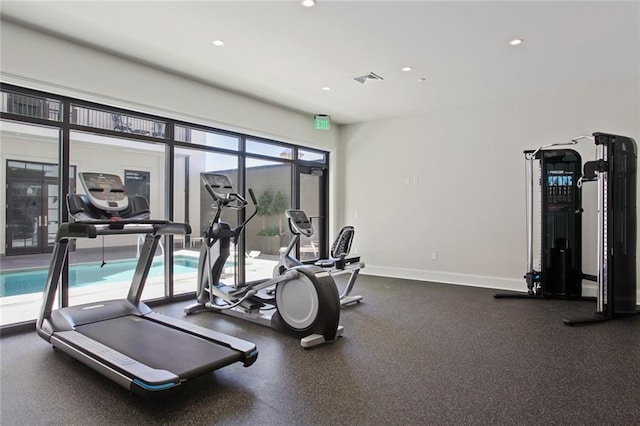 731 St Charles Ave Unit 311, New Orleans, LA 70130 - gym featuring recessed lighting, visible vents, and baseboards
