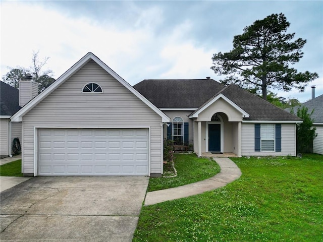 70281 7th St, Covington, LA 70433 - ranch-style home featuring driveway, a front yard, a garage, and roof with shingles