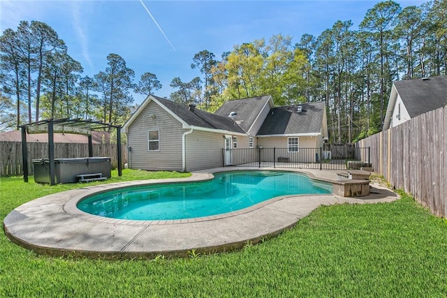 2106 Swan St, Slidell, LA 70460 - view of swimming pool with a hot tub and a patio