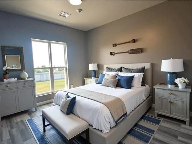 bedroom featuring wood finished floors