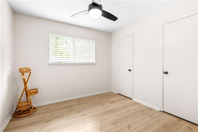 146 Bluefield Dr, Slidell, LA 70458 - unfurnished bedroom with light wood finished floors, baseboards, and a ceiling fan