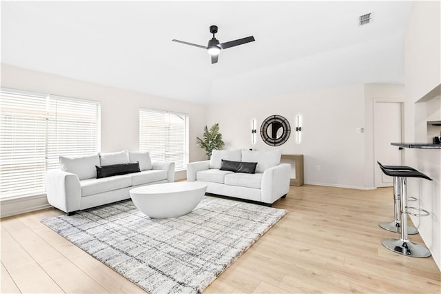 146 Bluefield Dr, Slidell, LA 70458 - living room featuring ceiling fan, light wood-style floors, and baseboards