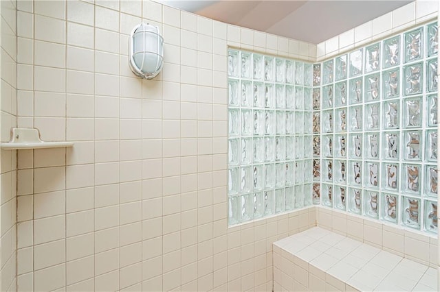 bathroom with a walk in shower