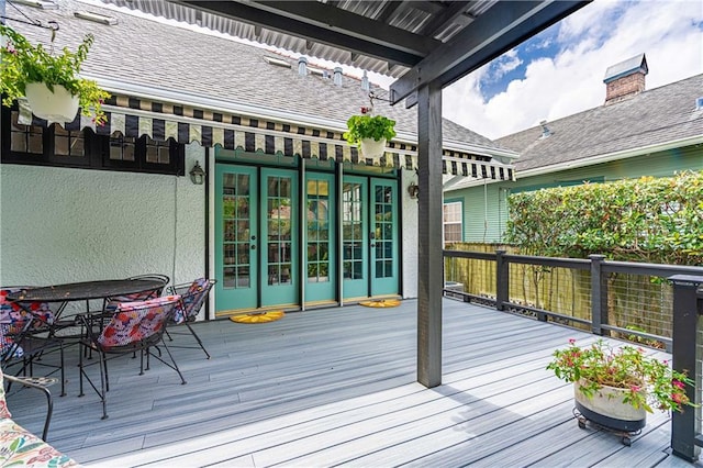 deck featuring french doors