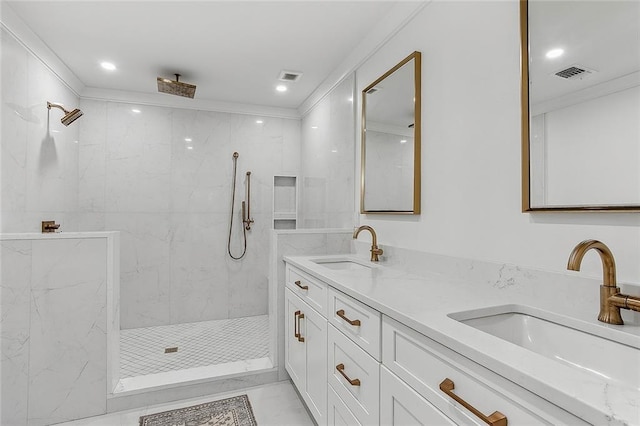 102 Liberty St, Belle Chasse, LA 70037 - bathroom with a marble finish shower, a sink, and visible vents