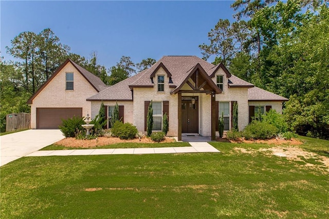 201 Belle Pointe Dr, Madisonville, LA 70447 - view of front of house featuring a garage, a front yard, and roof with shingles