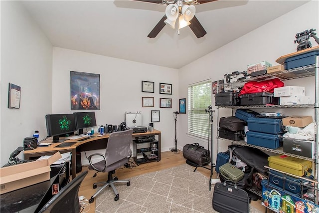 201 Belle Pointe Dr, Madisonville, LA 70447 - office area featuring a ceiling fan and wood finished floors