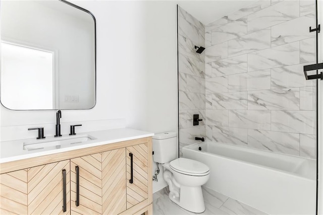 2825-27 Spain St, New Orleans, LA 70122 - bathroom with toilet, marble finish floor, shower / washtub combination, and vanity