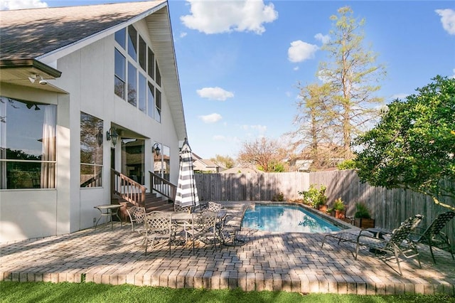 405 14th St, New Orleans, LA 70124 - view of swimming pool featuring a fenced in pool, a patio, entry steps, and a fenced backyard