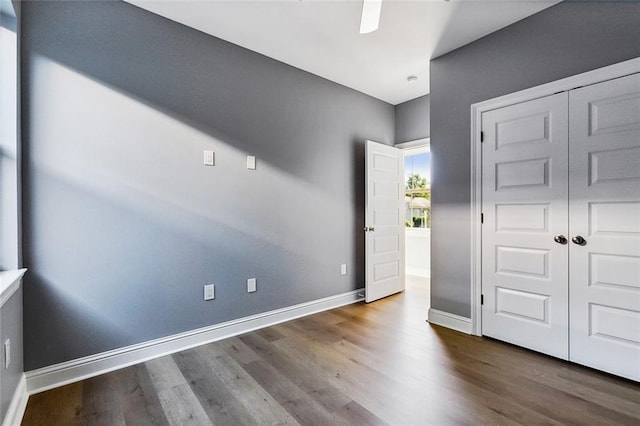 3501-03 Hamburg St, New Orleans, LA 70122 - spare room with ceiling fan, wood finished floors, and baseboards