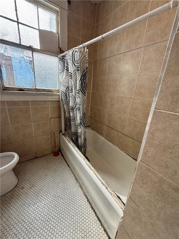 351517 Tulane Ave, New Orleans, LA 70119 - full bathroom featuring shower / tub combo with curtain and tile walls