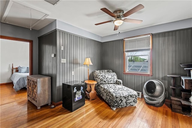 800 Marguerite Rd, Metairie, LA 70003 - living area with attic access, hardwood / wood-style flooring, and ceiling fan