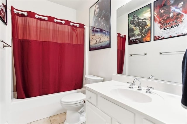 2424 Cours Carson St, Mandeville, LA 70448 - full bath featuring tile patterned floors, toilet, shower / bath combination with curtain, and vanity