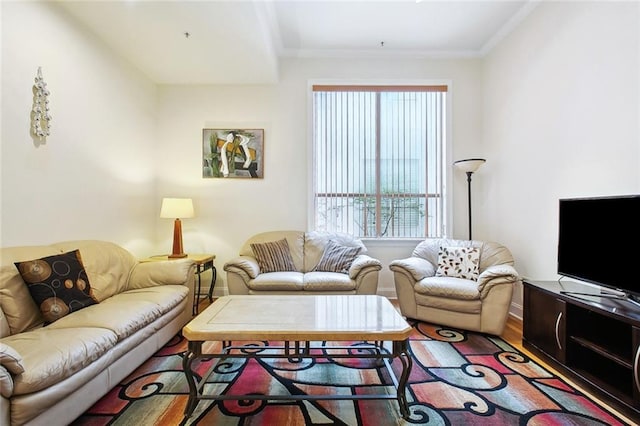 330 Julia St Unit 223, New Orleans, LA 70130 - living room with wood finished floors and crown molding
