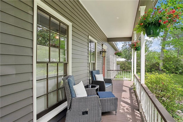 wooden deck featuring a porch