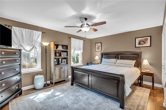 621 Gordon Ave, Harahan, LA 70123 - bedroom with baseboards, a ceiling fan, and wood finished floors