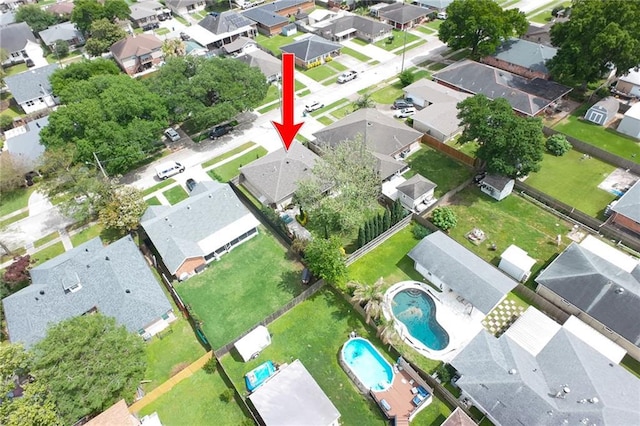 bird's eye view with a residential view
