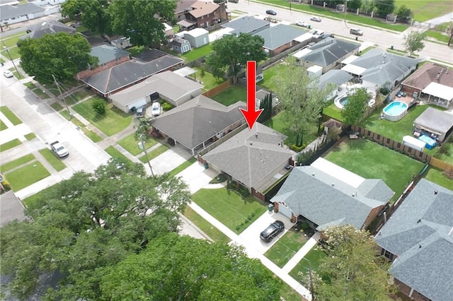 drone / aerial view featuring a residential view