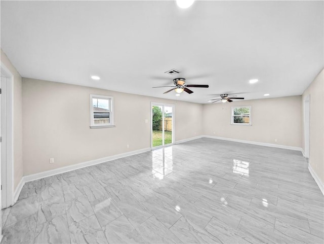 709 29th St, Kenner, LA 70062 - interior space with ceiling fan, baseboards, visible vents, and plenty of natural light