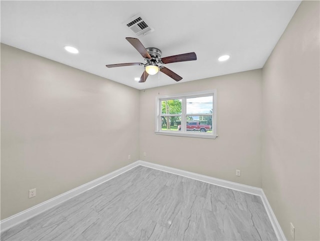 709 29th St, Kenner, LA 70062 - empty room with visible vents, ceiling fan, recessed lighting, and baseboards
