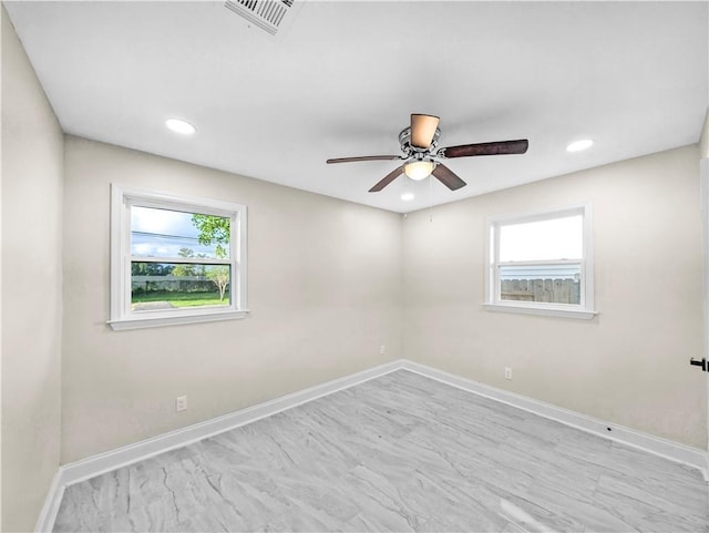 709 29th St, Kenner, LA 70062 - empty room featuring recessed lighting, visible vents, baseboards, and a ceiling fan