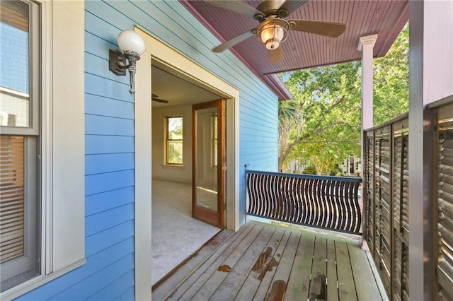 deck featuring a ceiling fan