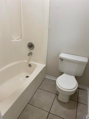 full bathroom featuring shower / bath combination, baseboards, toilet, and tile patterned floors