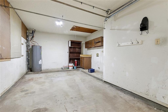 garage featuring water heater