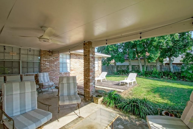 624 Fleurie Dr, Kenner, LA 70065 - view of patio / terrace with fence and a ceiling fan